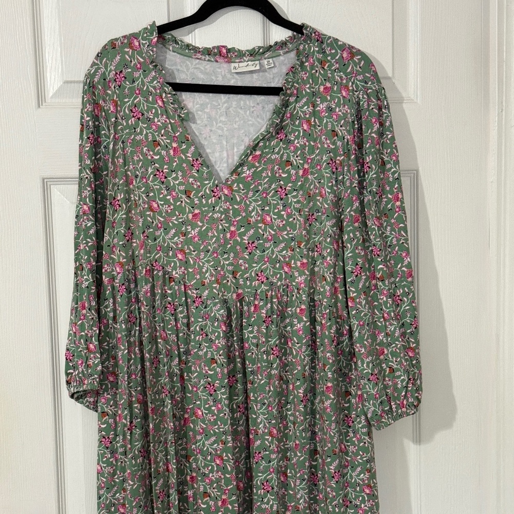 Wonderly Green Floral Dress